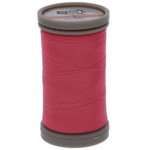 Quilters Select Para Cotton Polyester Thread 80 Weight Rosetta Pink, close-up of pink thread spool showing its smooth and shiny texture.