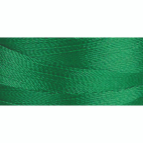 Quilters Select Para Cotton Polyester Thread 80 Weight Irish Green, close-up of vibrant green thread spooled on a quilting bobbin.