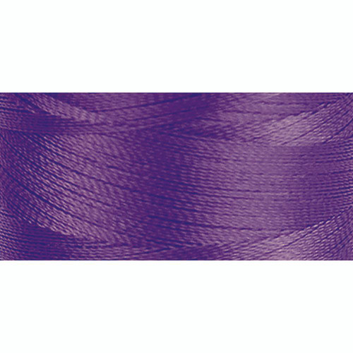 Quilters Select Para Cotton Polyester Thread 80 Weight Deep Iris Purple, close-up of purple sewing thread on spool with detailed texture and sheen.