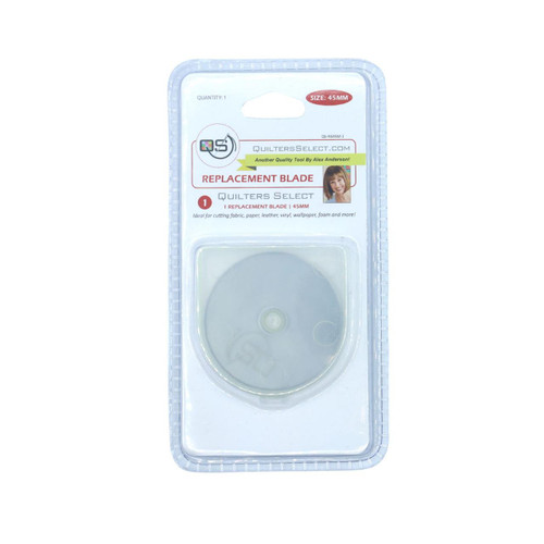 Quilters Select 45mm Rotary Blade Replacements, package of 1 in clear plastic case with product label