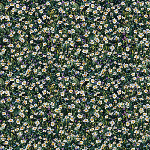 Quilting Treasures Dan Morris Earthly Delights Green White Daisy Floral