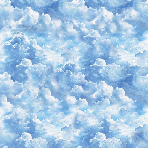 Quilting Treasures Dan Morris Earthly Delights Sky Blue Clouds fabric, sky blue cloud pattern for quilting and sewing projects.