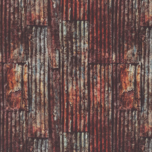 Quilting Treasures Dan Morris Earthly Delights Multi Red Metal Old Barn Cladding