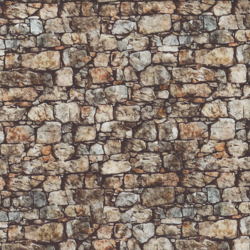 Quilting Treasures Dan Morris Earthly Delights Stone Grey Pavers Stone Wall