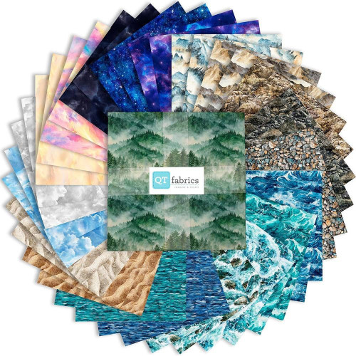 Quilting Treasures Dan Morris Earthly Delights Water and Sky Blue Ten Inch Squares