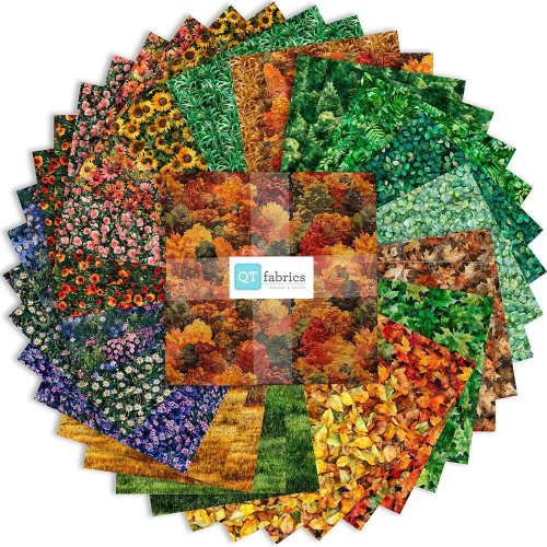 Quilting Treasures Dan Morris Earthly Delights Blooming Flowers and Foliage Ten Inch Squares