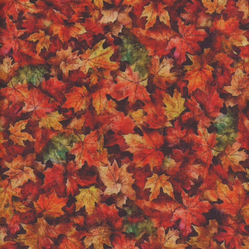 Quilting Treasures Dan Morris Earthly Delights Red Orange Fall Maple Leaves