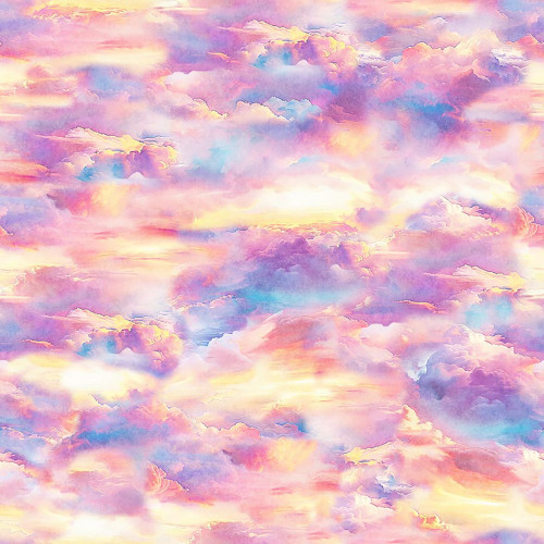 Quilting Treasures Dan Morris Earthly Delights Pink Yellow Blue Sunset Clouds