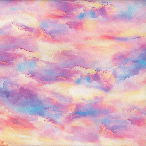 Quilting Treasures Dan Morris Earthly Delights Pink Yellow Blue Sunset Clouds
