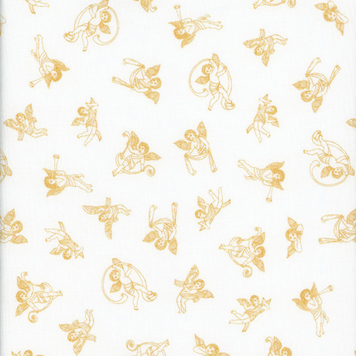 Windham Fabrics Celestine Angelic Toile Cloud Blue Gold
