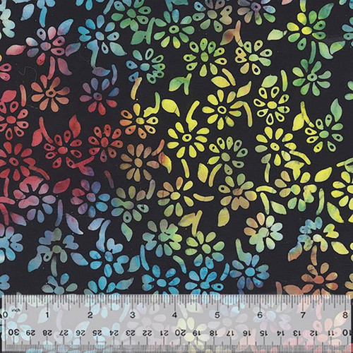 Windham Fabrics Anthology Batiks Jacqueline de Jonge Forever Spring Black Daisies