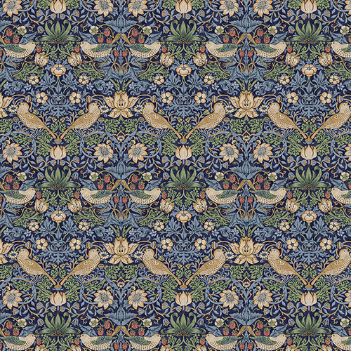 Free Spirit Fabrics William Morris Kelmscott Navy Mini Strawberry Thief