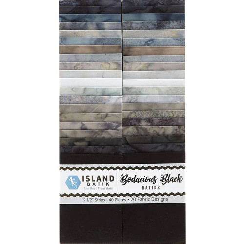Island Batik Fabrics Foundations Bodacious Black Batiks 2.5 inch Strip Pack