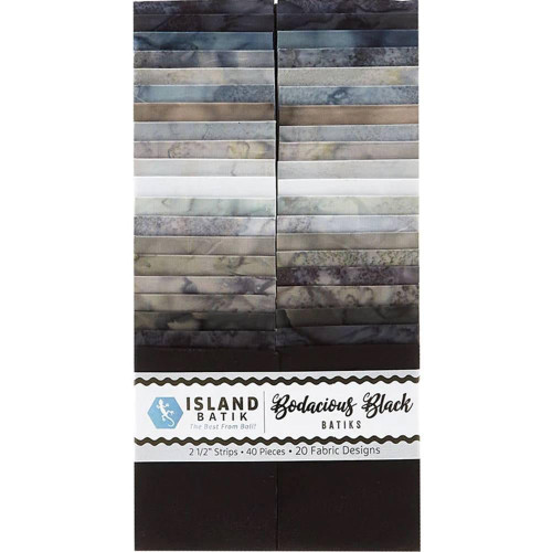 Island Batik Fabrics Foundations Bodacious Black Batiks 2.5 inch Strip Pack