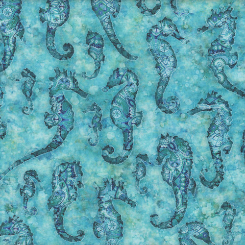 Quilting Treasures Dan Morris Oceana Aqua Seahorse