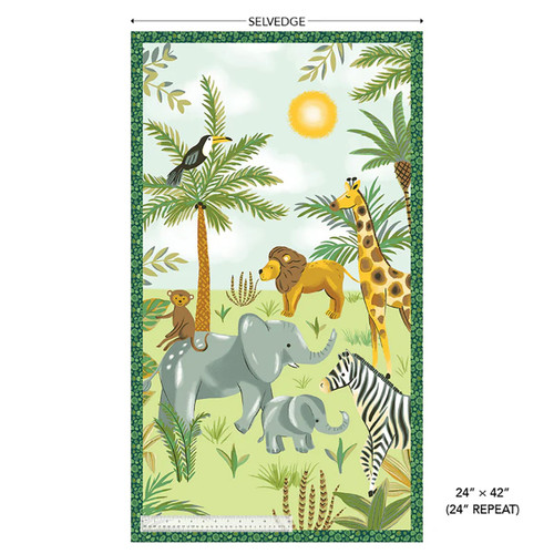 Windham Fabrics Whistler Studios King of the Jungle Flannel Soft Green Welcome to the Jungle