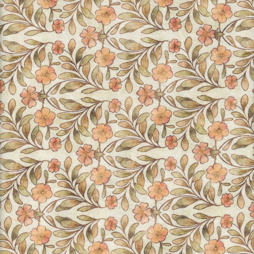 Quilting Treasures Fabrics Hedgehugs Dan Morris Peach Taupe Flowers and Leaves