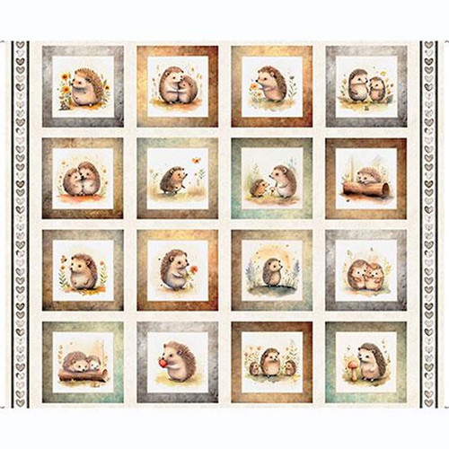 Quilting Treasures Fabrics Hedgehugs Dan Morris Cream Hedgehog Picture Patch Panel 36