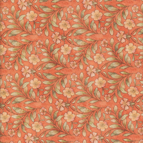 Quilting Treasures Fabrics Hedgehugs Dan Morris Orange Sage Green Flowers and Leaves