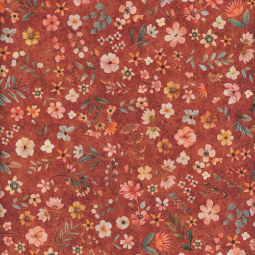 Quilting Treasures Fabrics Hedgehugs Dan Morris Crimson Rust Red Tossed Flowers