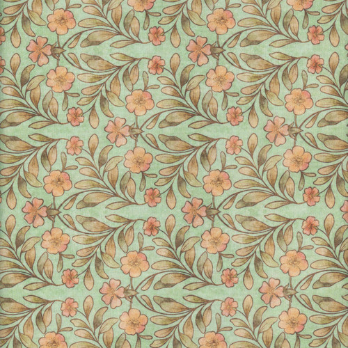 Quilting Treasures Fabrics Hedgehugs Dan Morris Mint Green Orange Sage Peach Flowers