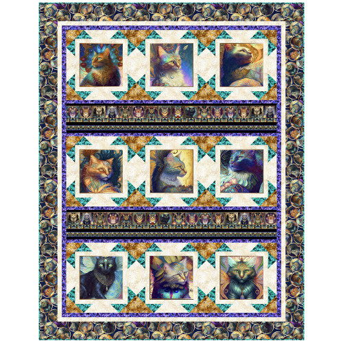 Quilting Treasures Fabrics Feline Fantasia Dan Morris Glamor Shots Digital Quilt Top