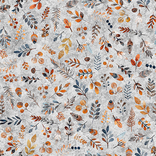 Quilting Treasures Fabrics Bearsville Dan Morris Grey Leaves Acorns