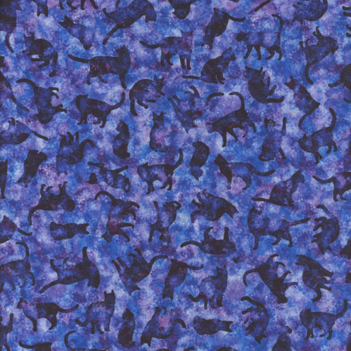 Quilting Treasures Fabrics Feline Fantasia Dan Morris Purple Cat Silhouette Shadows