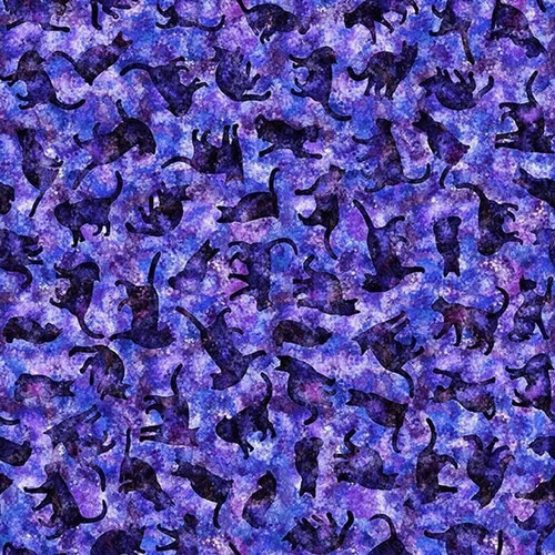 Quilting Treasures Fabrics Feline Fantasia Dan Morris Purple Cat Silhouette Shadows
