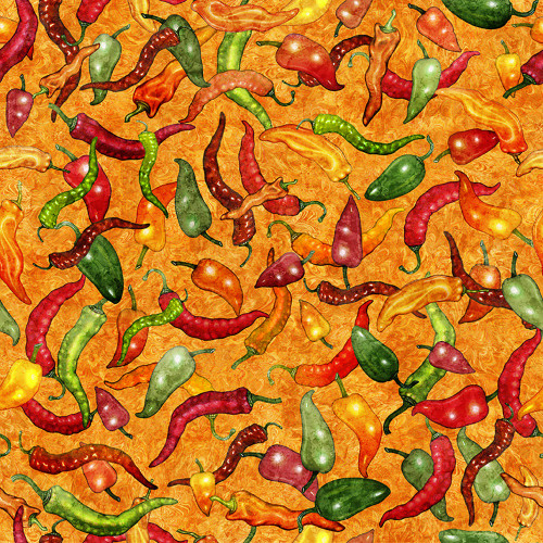 Quilting Treasures Fabrics Grab Bag Season 3 Dan Morris Yellow Orange Green Chili Peppers