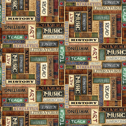 Quilting Treasures Fabrics Grab Bag Season 3 Dan Morris Brown Cream Back To School Books