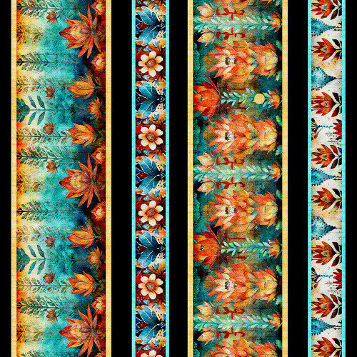 Quilting Treasures Fabrics Oasis Dan Morris Navy Turquoise Blue Fiesta Rose Stripe