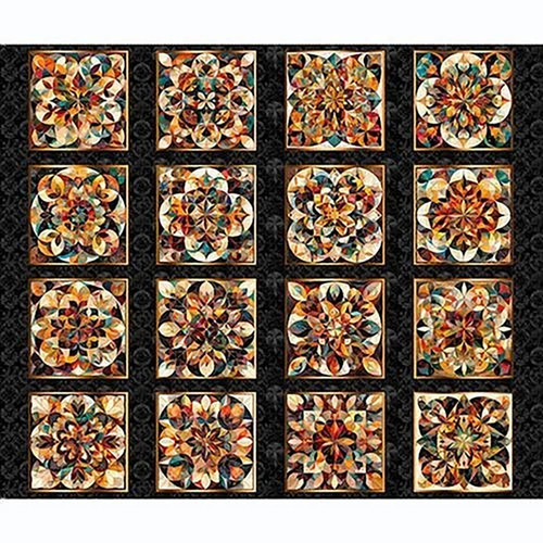 Quilting Treasures Fabrics Solstice Dan Morris Black Stained Glass Kaleidoscope Patch Panel