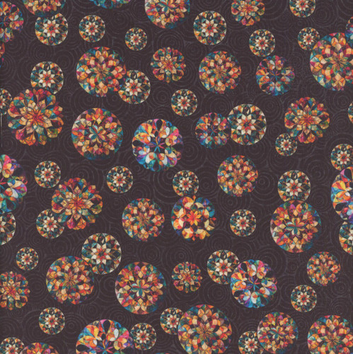 Quilting Treasures Fabrics Solstice Dan Morris Black Kaleidoscope Orbs