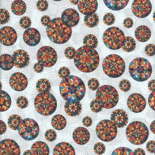 Quilting Treasures Fabrics Solstice Dan Morris White Kaleidoscope Orbs