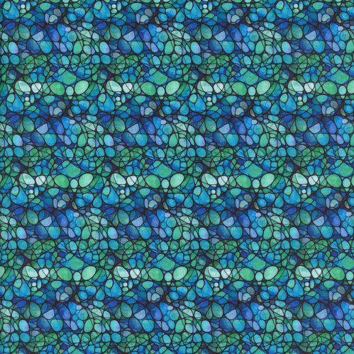 Quilting Treasures Fabrics Solstice Dan Morris Teal Blue Kaleidoscope Circles