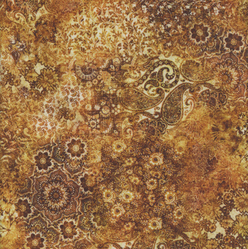 Quilting Treasures Fabrics Roar of the Pride Dan Morris Yellow Gold Weathered Paisley