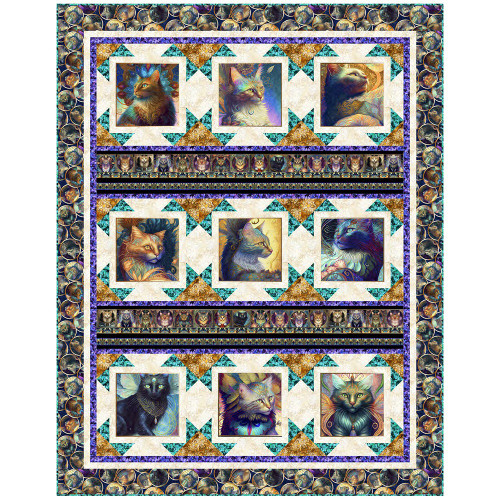 Quilting Treasures Fabrics Feline Fantasia Dan Morris Glamour Shots Quilt Kit