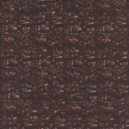 Quilting Treasures Fabrics Earthly Delights Dan Morris Dark Brown Tree Bark, close-up of fabric with textured bark pattern in dark brown and gray hues.