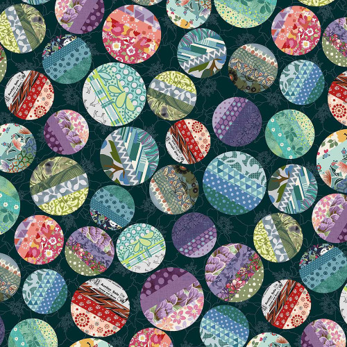 Studio E Fabrics Neighborhood Association Timma Tarr Dark Teal Blue Big Dots