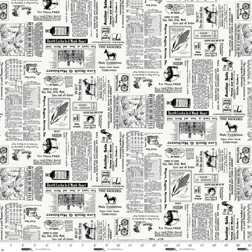 Studio E Fabrics Neighborhood Association Timma Tarr Off-White Cream Newspaper Ads