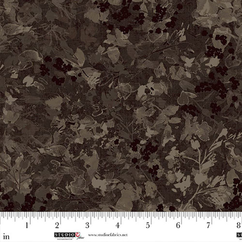 Studio E Fabrics Neighborhood Association Timma Tarr Chocolate Brown Leaf Texture