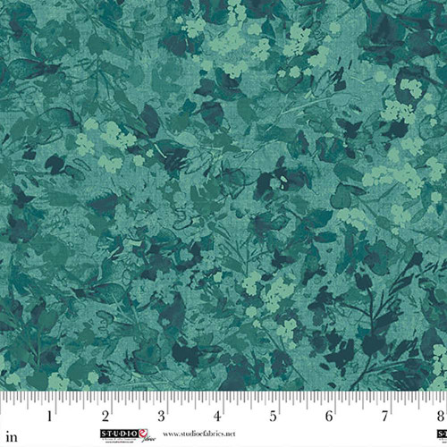 Studio E Fabrics Neighborhood Association Timma Tarr Teal Green Leaf Texture