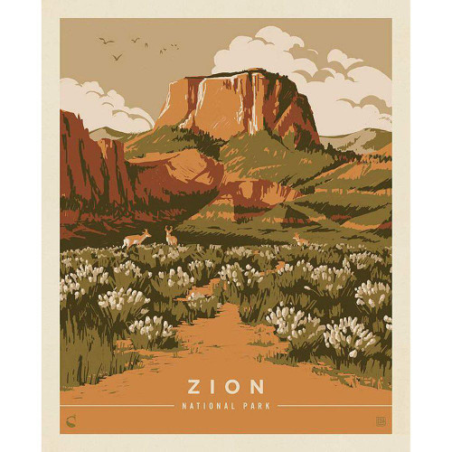 Riley Blake Fabrics National Parks Fabrics Spring Green Zion Poster Panel