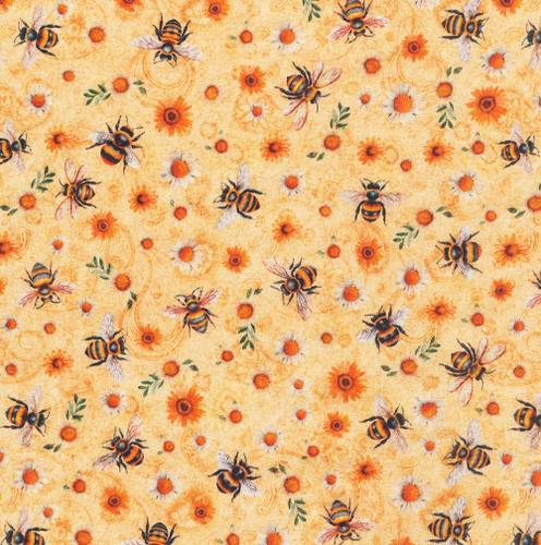 Quilting Treasures Sunflower Serenade Dan Morris Yellow Gold Sunflowers and Bees