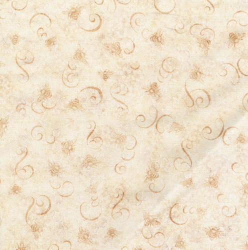 Quilting Treasures Sunflower Serenade Dan Morris Cream Grey Scrolls and Bees