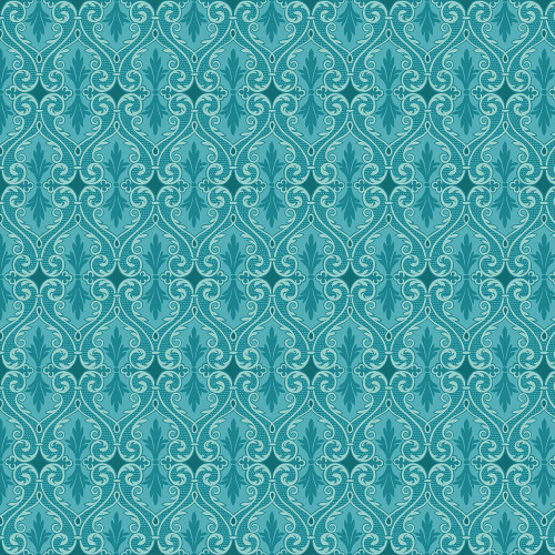 Benartex Fabrics Circle of Butterflies Jackie Robinson Azure Blue Fret Iron Damask, detailed ornamental blues pattern