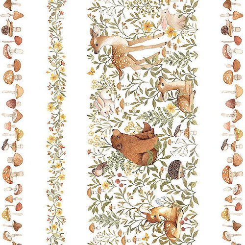 Dear Stella Fabrics Count on Me Nina Stajner White Woodland Friends Stripe