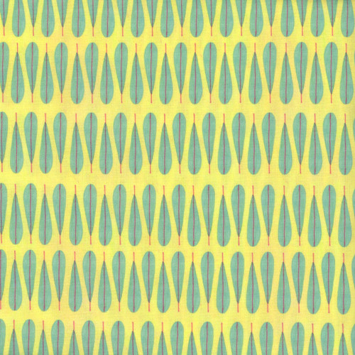 Dear Stella Fabrics Nature Walk Aurora Yellow Feathers