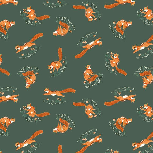 Dear Stella Fabrics Camping Crew Rae Ritchie Emerald Green Chipmunks